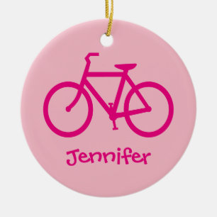 Personalisiertes heißrosa Fahrrad Keramik Ornament
