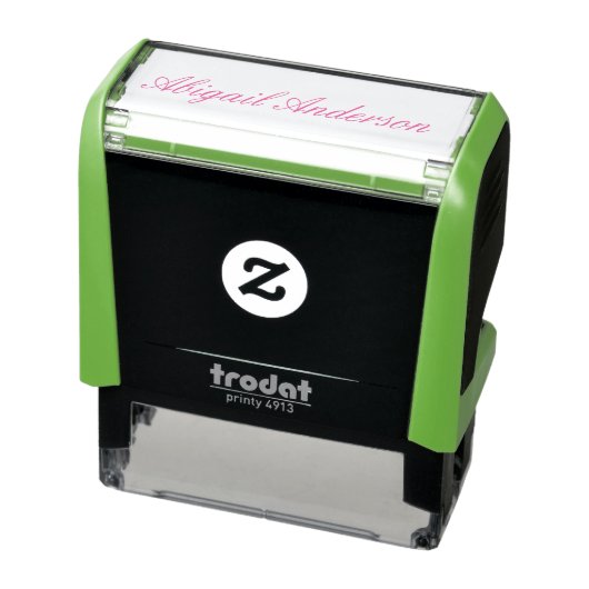 Personalisiertes heißrosa Skript voller Name Permastempel (Produkt)