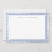 Personalisiertes Hellblau-Gingham-Karo Mitteilungskarte (Vorderseite)