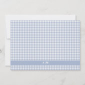 Personalisiertes Hellblau-Gingham-Karo Mitteilungskarte (Rückseite)