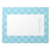 Personalisiertes Hellblau-Gingham-Notizbuch Notizblock (Vorderseite)