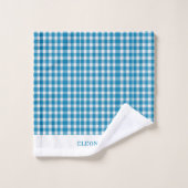 Personalisiertes Hellblau kariertes Handtuch-Set Badhandtuch Set (Waschlappen)