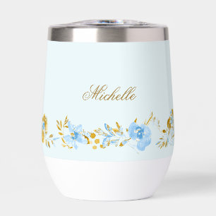 Personalisiertes hellblaues Aquarellgold