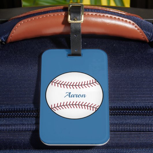 Personalisiertes hellblaues Baseball-Gepäckanhänge Gepäckanhänger (Vorderseite Insitu 2)