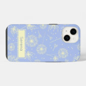 Personalisiertes Hellblaues Blumenmuster mit Löwen iPhone Hülle (Rückseite (Horizontal))