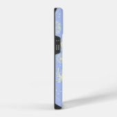 Personalisiertes Hellblaues Blumenmuster mit Löwen iPhone Hülle (Rechte Seite)