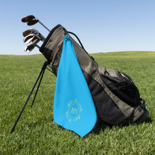 Personalisiertes hellblaues Golftuch mit Initialen Golfhandtuch (Gras)