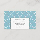 Personalisiertes hellblaues marokkanisches Gitter Visitenkarte (Rückseite)