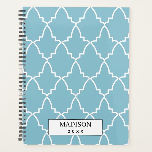 Personalisiertes hellblaues marokkanisches Gitterm Planer (Vorderseite)