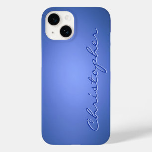 Personalisiertes hellblaues Radial-Textur 15 Case-Mate iPhone 14 Hülle