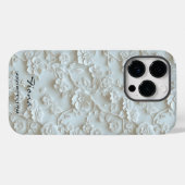 Personalisiertes hellblaues Zitat mit Blumenmotiv Case-Mate iPhone Hülle (Rückseite (Horizontal))