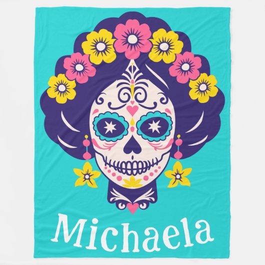 Personalisiertes, helles Blumenzuckermädchen Fleecedecke (Vorderseite)