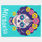 Personalisiertes, helles Blumenzuckermädchen Fleecedecke (Vorderseite (Horizontal))