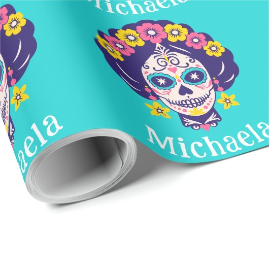 Personalisiertes, helles Blumenzuckermädchen Geschenkpapier (Rolleneckpunkt)