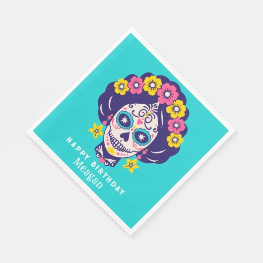 Personalisiertes, helles Blumenzuckermädchen Serviette (Ecke)