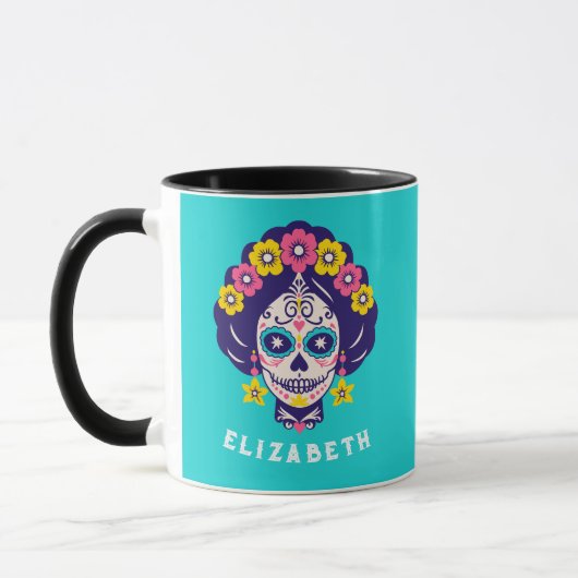 Personalisiertes, helles Blumenzuckermädchen Tasse (Links)