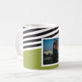 Personalisiertes, helles, grün gestreiftes Muster Kaffeetasse (Vorderseite Links)