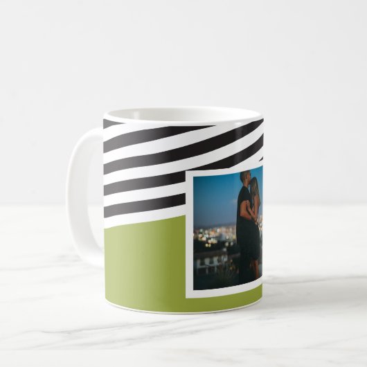 Personalisiertes, helles, grün gestreiftes Muster  Kaffeetasse (Vorderseite Links)