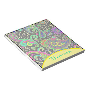 Personalisiertes Helles Paisley Notizblock