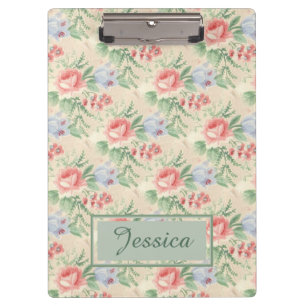 Personalisiertes helles Vintage-Rosenmuster Klemmbrett