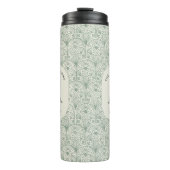 Personalisiertes Hellgrün Monogramm Eleganter Art Thermosbecher (Vorderseite)