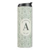 Personalisiertes Hellgrün Monogramm Eleganter Art Thermosbecher (Nach links gedreht)