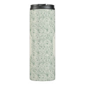 Personalisiertes Hellgrün Monogramm Eleganter Art Thermosbecher (Rückseite)