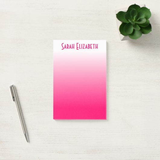 Personalisiertes, hellrosa bis weißes Ombre Post-it Klebezettel (Büro)