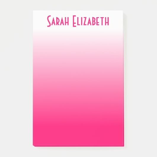 Personalisiertes, hellrosa bis weißes Ombre Post-it Klebezettel (Vorderseite)
