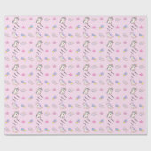 Personalisiertes hellrosa Einhorn-Geburtstagsgesch Geschenkpapier (Flach)