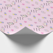 Personalisiertes hellrosa Einhorn-Geburtstagsgesch Geschenkpapier (Ecke)