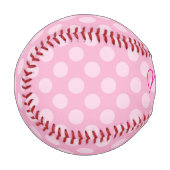 Personalisiertes hellrosa Punkte-Muster Baseball (Vorderseite Links)