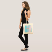 Personalisiertes Hellrosa und Blau Gestreift Tragetasche (Vorderseite (Model))