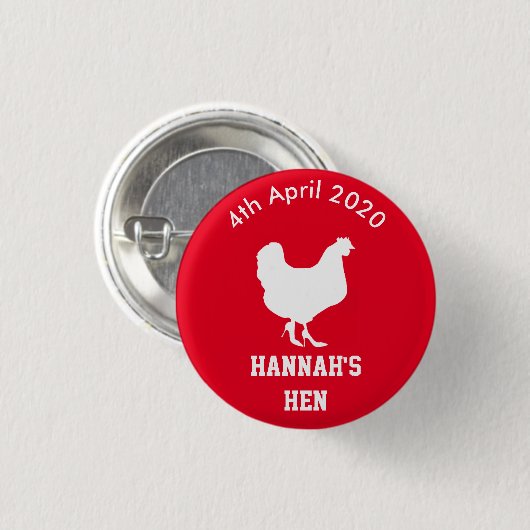 Personalisiertes Henne-NachtAbzeichen Button (Vorne & Hinten)