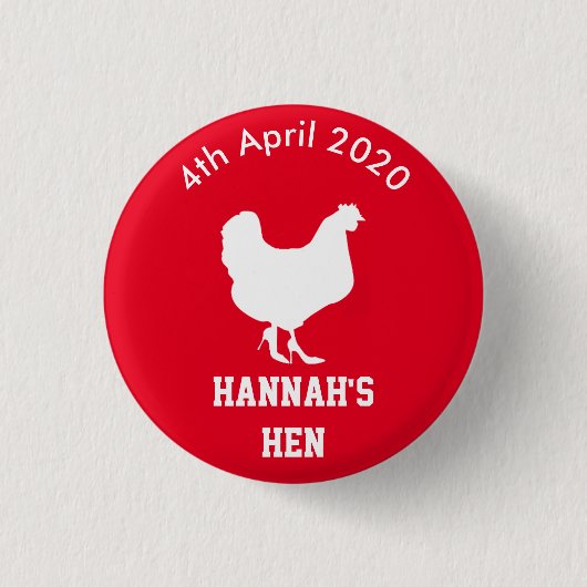 Personalisiertes Henne-NachtAbzeichen Button (Vorderseite)