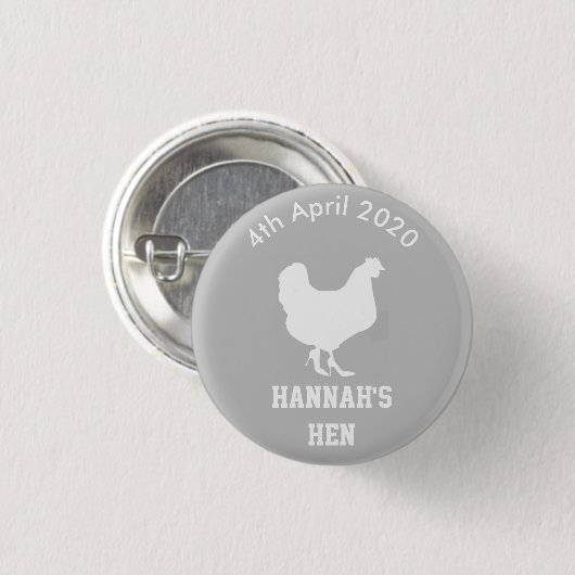 Personalisiertes Henne-NachtAbzeichen Button (Vorne & Hinten)
