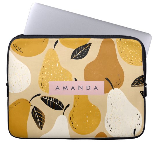 Personalisiertes Herbst-Birnen-Frucht-Design Laptopschutzhülle (Vorderseite)