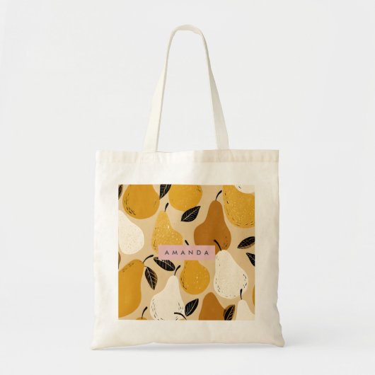 Personalisiertes Herbst-Birnen-Frucht-Design Tragetasche (Vorne)