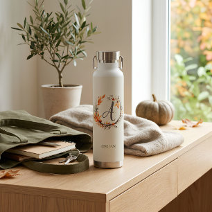 Personalisiertes Herbst-Botanik-Monogramm Trinkflasche