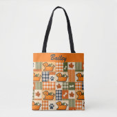Personalisiertes Herbst-Patchwork-Hund-Kürbis über Tasche (Vorderseite)