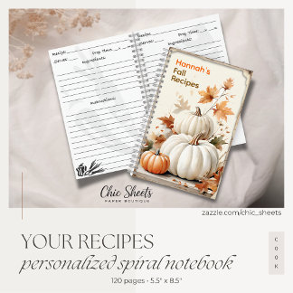 Personalisiertes Herbst-Rezepte Spiral-Notizbuch Notizblock