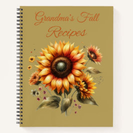Personalisiertes Herbst-Sonnenblumen-Rezeptbuch Notizblock