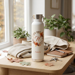 Personalisiertes Herbstblumenmonogramm Trinkflasche