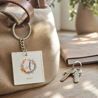 Personalisiertes Herbstkranz-Monogramm-Schlüsselan Schlüsselanhänger