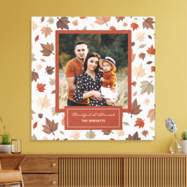 Personalisiertes Herbstlaub-Familienfoto Leinwanddruck