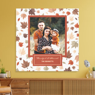 Personalisiertes Herbstlaub-Familienfoto Leinwanddruck