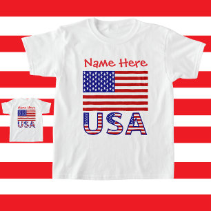 Personalisiertes Heritage USA-Flagge Mädchen- T-Shirt