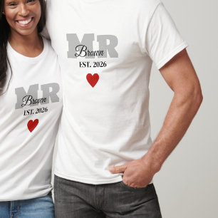 Personalisiertes Herr Hochzeitshemd Rot Herz T-Shi T-Shirt