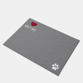 Personalisiertes Herz Begrüßung Graue Pet Mat Fußmatte (Schrägansicht)