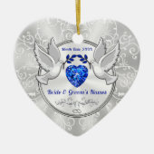 Personalisiertes Herz, Braut- und Gräueldekoration Keramik Ornament (Vorne)